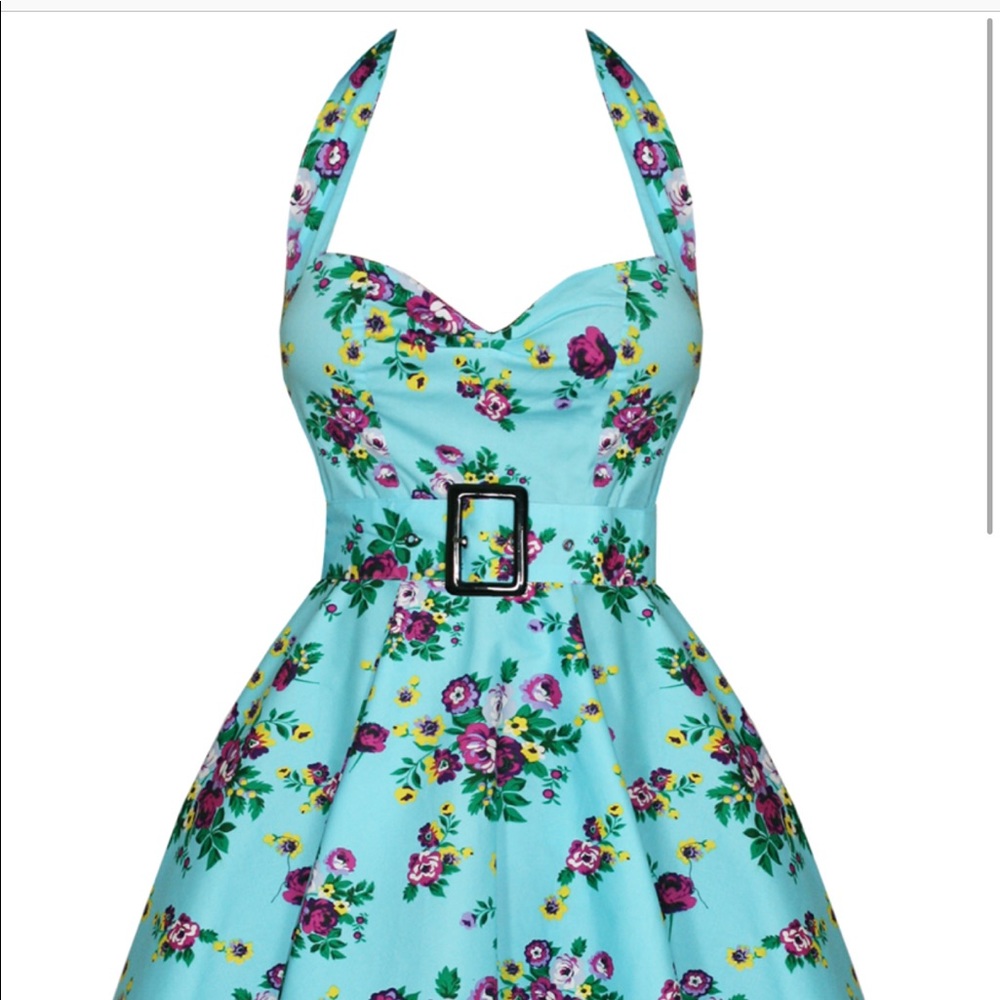 ModCloth Blue Floral Halter Retro Dress